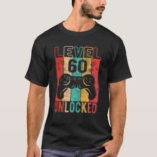 Fun 60Th Birthday Level 60 Unlocked, Retro Graphic T-Shirt