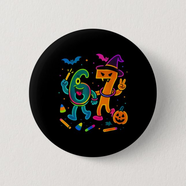 Fun 67 Meme Glow Style Halloween 6 7  2 Inch Round Button (Front)