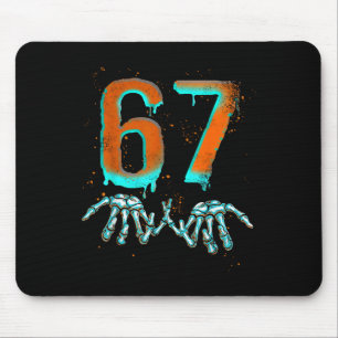 Fun 67 Meme Halloween Skeleton Mouse Pad