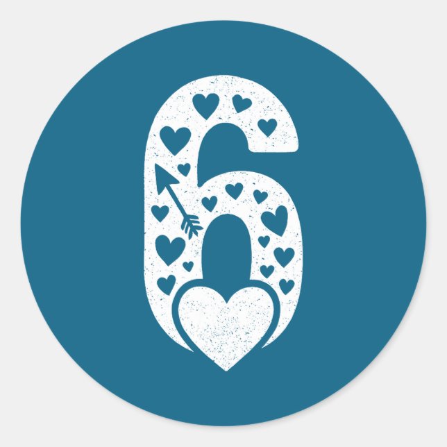 Fun 67 Number 6-7 6 7 Matching Valentine Six Seven Classic Round Sticker (Front)
