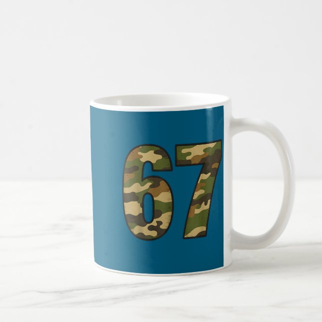Fun 67 Six Seven Hunting Camo 6 7 Meme Gen Alpha C Coffee Mug (Right)