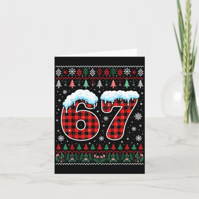 Fun 6 7 Six Seven Meme Family Ugly Sweater Christm Card (Front)