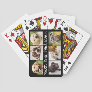 Fun 6 Photo Best Dog Dad Ever Collage Personalized Playing Cards