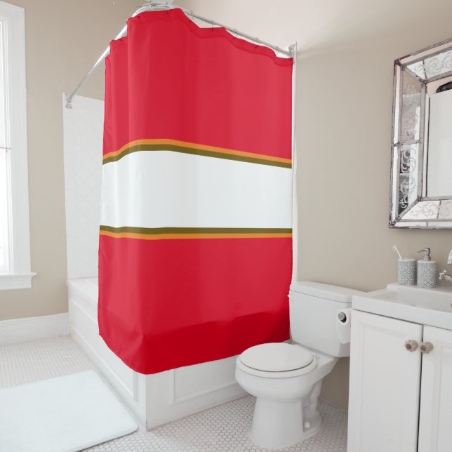 Fun 70s Bright Red Orange White Racing Stripes (In Situ)