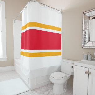 Fun 70s Bright Red Yellow Racing Stripes On White