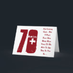 Fun, 70th birthday, brother, red and white text. card<br><div class="desc">A white background featuring red text,  on this 70th birthday greeting for a brother. My Funny Mind Greetings.</div>