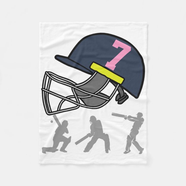 Fun 7th Birthday Cricket Player Boys Kids 7 Year O Fleece Blanket (Front)