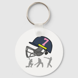 Fun 7th Birthday Cricket Player Boys Kids 7 Year O Keychain