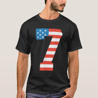 Fun 7th Birthday US American Flag 4th Of July Boy T-Shirt
