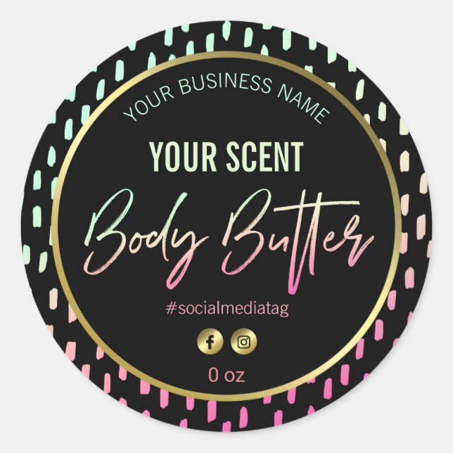 Fun 80's Retro Pattern Body Butter Labels (Front)