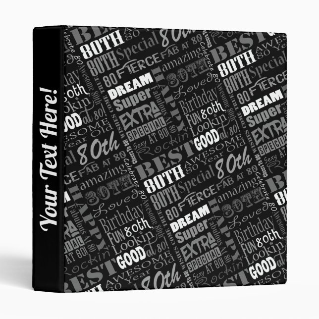 Fun 80th Birthday Party Personalized Monogram Binder (Front/Spine)