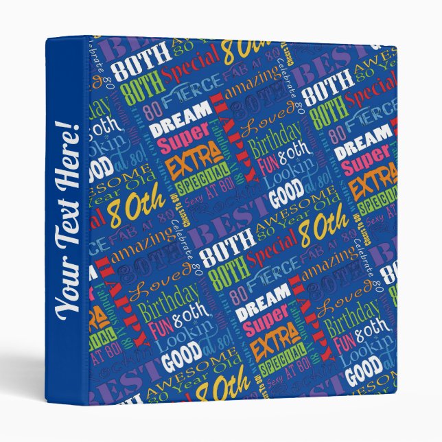Fun 80th Birthday Party Personalized Monogram Binder (Front/Spine)