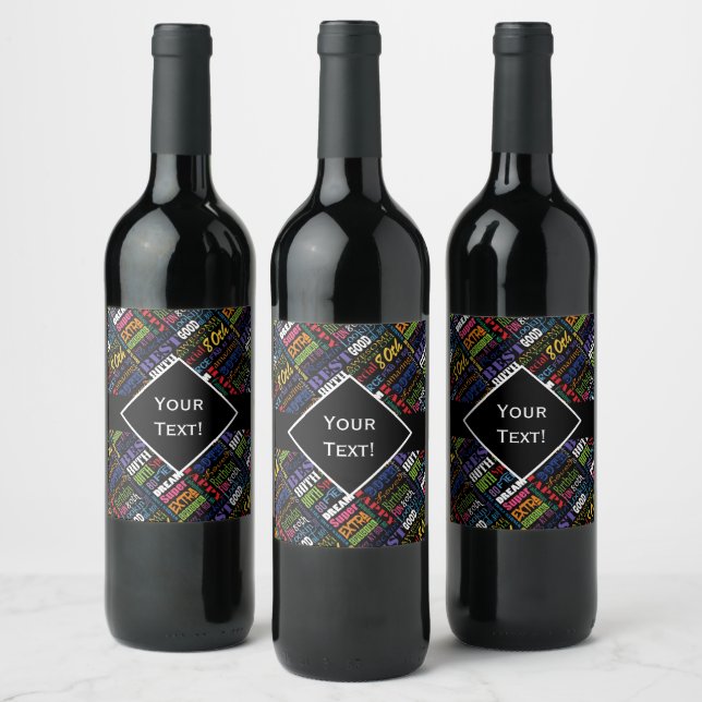 Fun 80th Birthday Party Personalized Monogram Wine Label (Bottles)