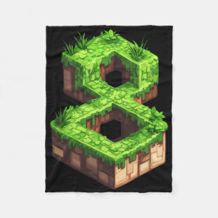Fun 8th Birthday Number 8 Video Gamer Pixel Themed Fleece Blanket