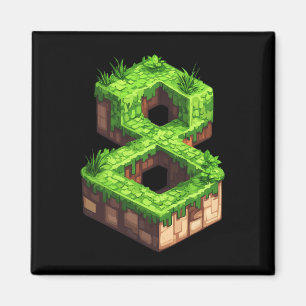 Fun 8th Birthday Number 8 Video Gamer Pixel Themed Magnet