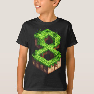 Fun 8th Birthday Number 8 Video Gamer Pixel Themed T-Shirt