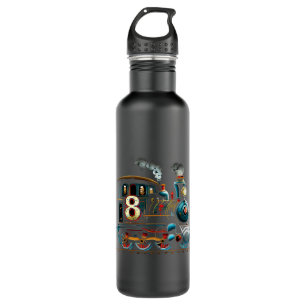 Fun 8th Birthday Train Railway Theme Boys 8 Year O 710 Ml Water Bottle