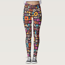 Fun 90s Retro Pattern Leggings