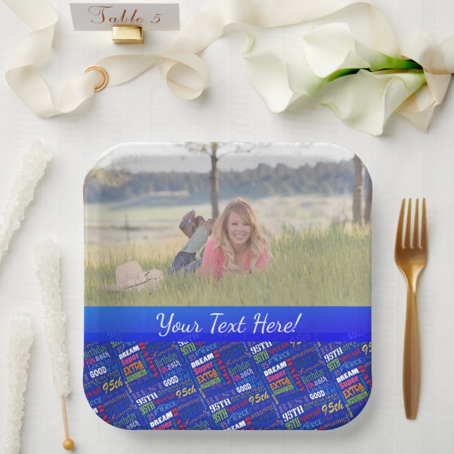 Fun 95th Birthday Party Personalized Monogram Paper Plate (Wedding)