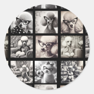 Fun 9 Photo Collage Pictures Classic Round Sticker