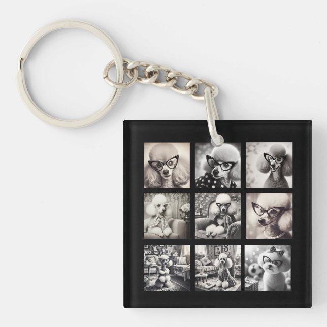 Fun 9 Photo Collage Pictures Keychain (Front)