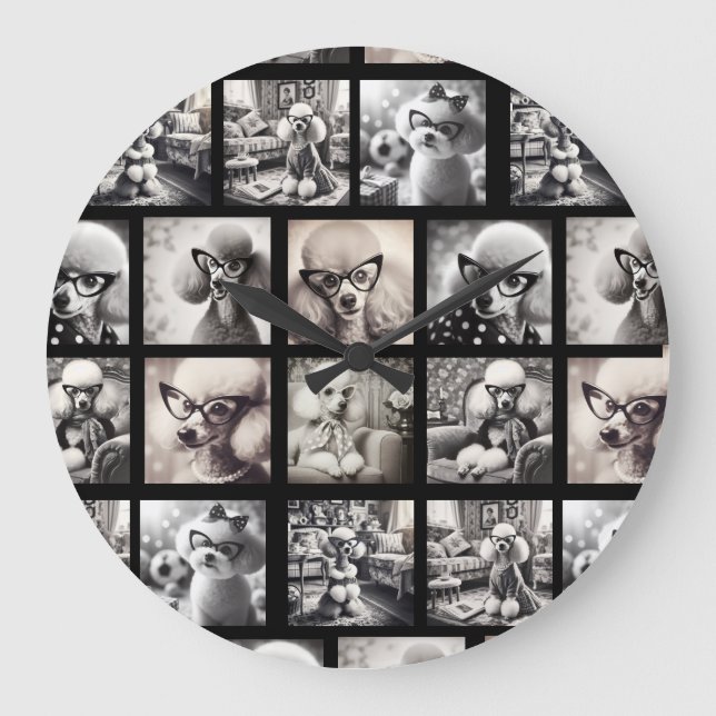 Fun 9 Photo Collage Pictures Large Clock (Front)