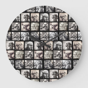Fun 9 Photo Collage Pictures Large Clock