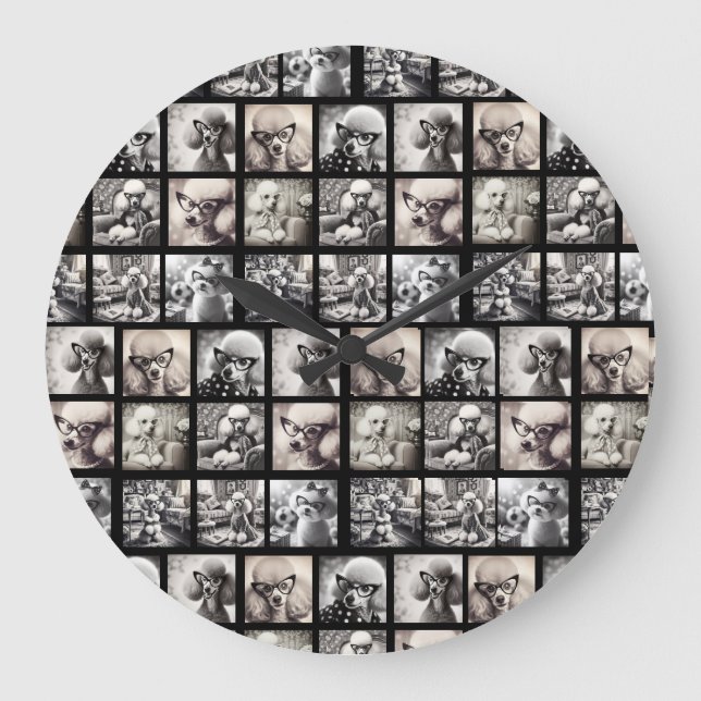 Fun 9 Photo Collage Pictures Large Clock (Front)