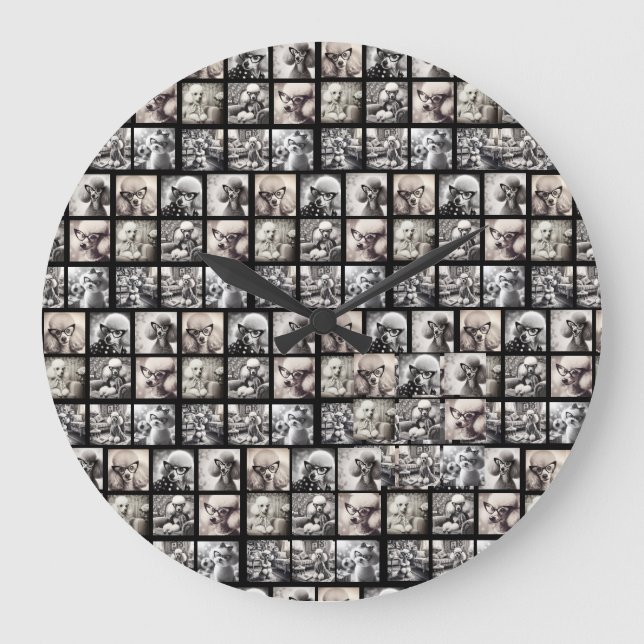 Fun 9 Photo Collage Pictures Large Clock (Front)