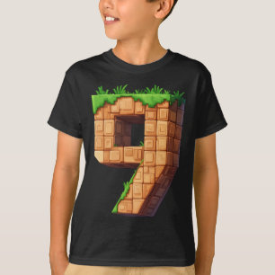 Fun 9th Birthday Number 9 Video Gamer Pixel Themed T-Shirt