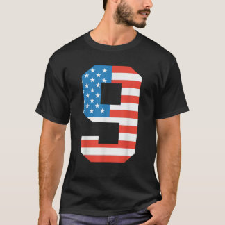Fun 9th Birthday US American Flag 4th Of July Boy T-Shirt