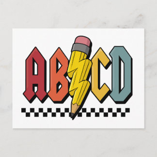 Fun ABCD Pencil Alphabet Graphic Design Invitation Postcard