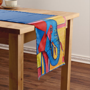 Fun Abstract Artsy Little Elephant Short Table Runner
