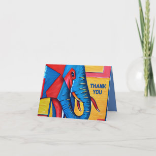 Fun Abstract Artsy Little Elephant Thank You Card