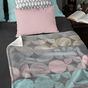 Fun Abstract Circles Squares Popart Pattern Fleece Blanket