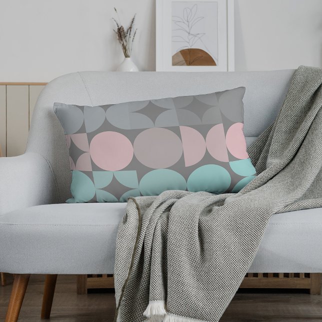 Fun Abstract Circles Squares Popart Pattern Lumbar Pillow (Creator Uploaded)