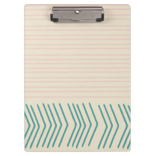 Fun Abstract Line Drawing in Teal and Pastel Pink Clipboard