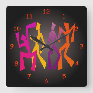 Fun Abstract Multi-Colour Dancing Square Wall Clock