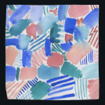 fun abstract patterned bandana<br><div class="desc">Fun abstract pattern using complementary warm blues and teal with coral pinks. I just didn't think, let my paint brush loose and created this fun pattern. Offers a unique look, you won't find this on any other pets :)</div>