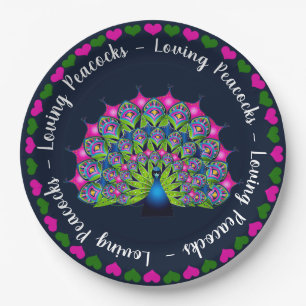 Fun Abstract Peacock in Bright Colours Party Paper Plate