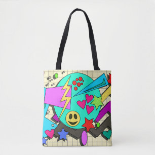 Fun Abstract Smile Vibes 90s Flashback Cartoon Tote Bag