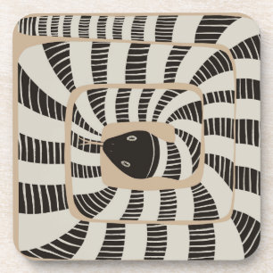 Fun Abstract Striped Banded Snake   Snake Lovers Coaster