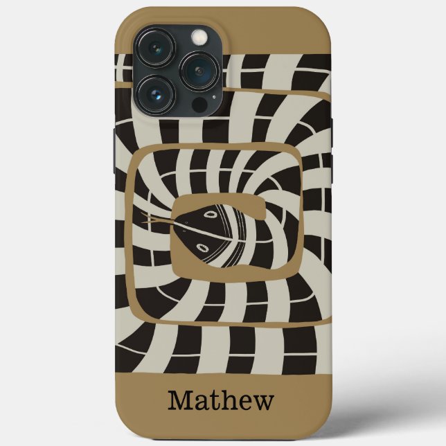 Fun Abstract Striped Snake in Brown Neutral Tones Case-Mate iPhone Case (Back)