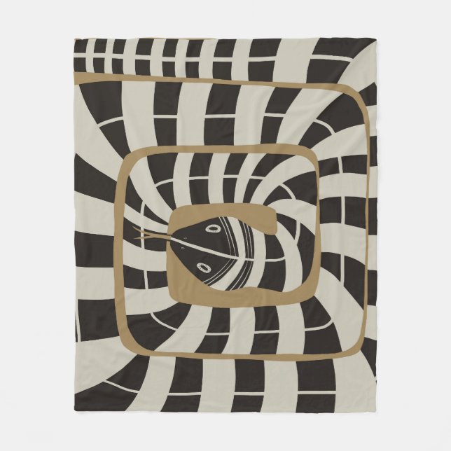 Fun Abstract Striped Snake in Brown Neutral Tones Fleece Blanket (Front)