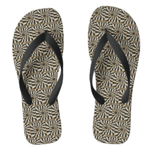 Fun Abstract Striped Snake in Brown Neutral Tones Flip Flops