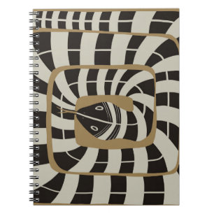 Fun Abstract Striped Snake in Brown Neutral Tones Notebook