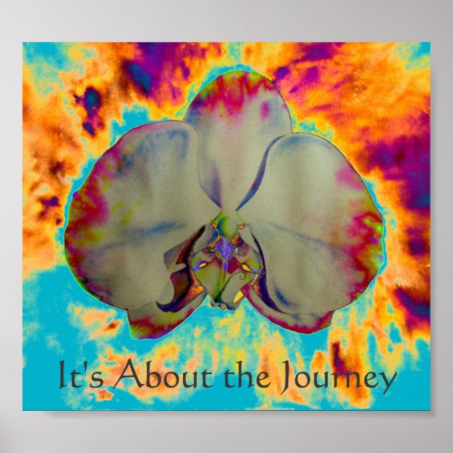 Fun abstract tropical floral surreal orchid poster (Front)