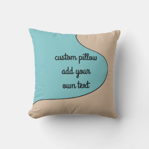 fun add text abstract modern turquoise and tan throw pillow