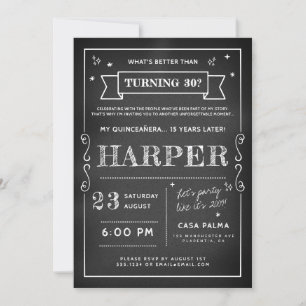 Fun Adult 30th Birthday Chalkboard  Invitation