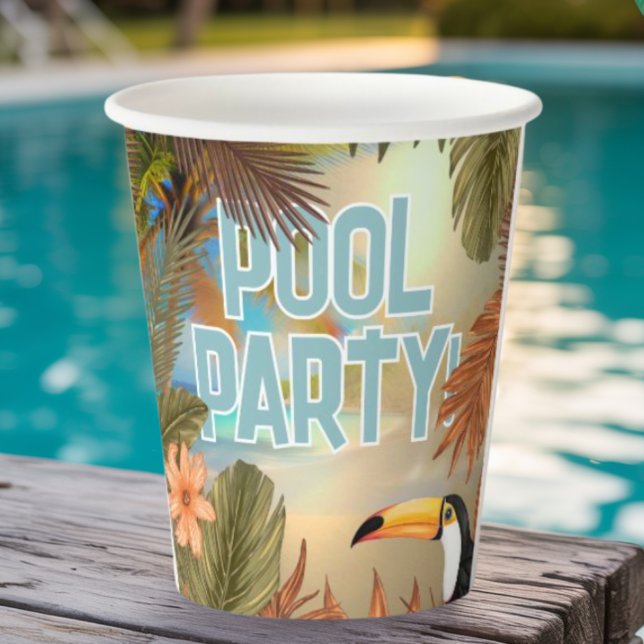 Fun Adult Tiki Toucan Tropical Pool Party Paper Cups (Creator Uploaded)